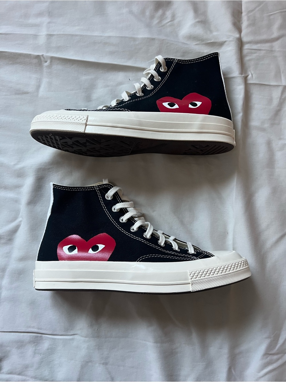 Comme des Garcons PLAY Black High-Top Sneakers with Red Heart